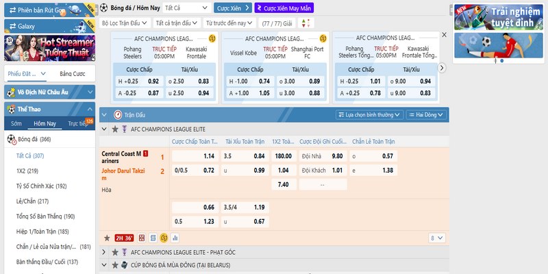 Sảnh cược SABA với giao diện thân thiện